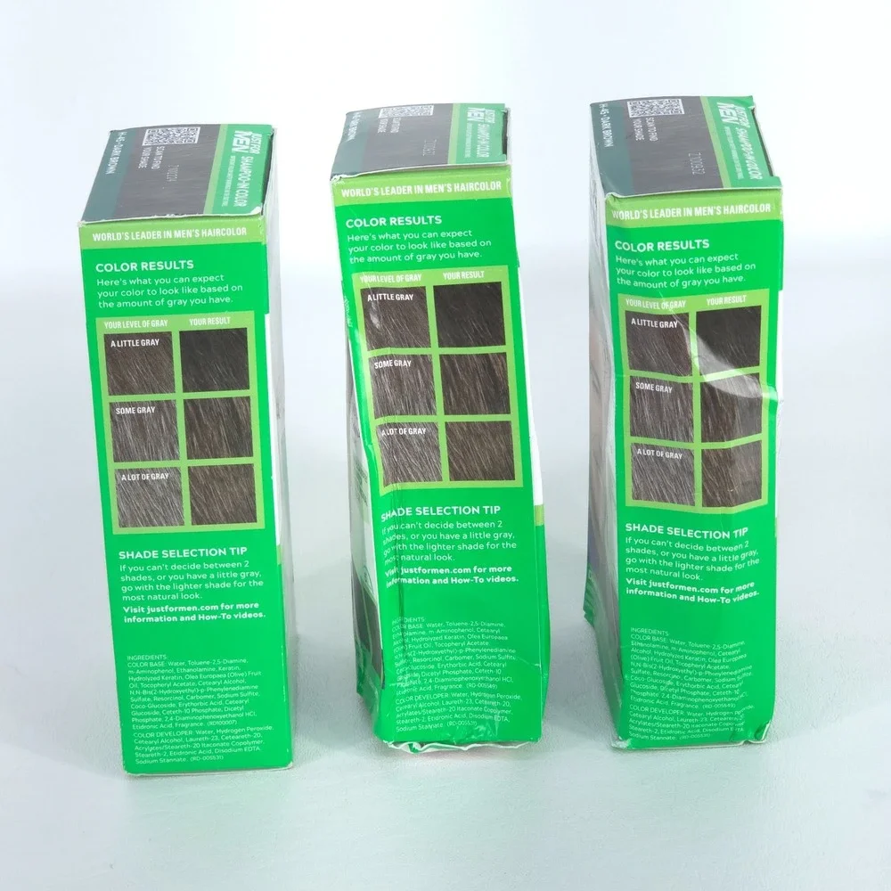 3x Just For Men Shampoo-In Color H-45 Dark Brown Hair Dye Coverage Deadstock NEW